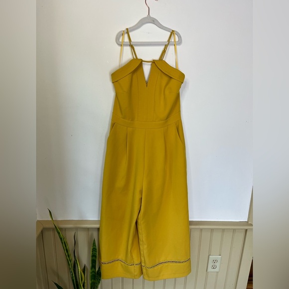 Anthropologie Adelyn Rae Wide Leg Culotte Jumpsuit Romper Mustard Women’s Sz S - Picture 5 of 9